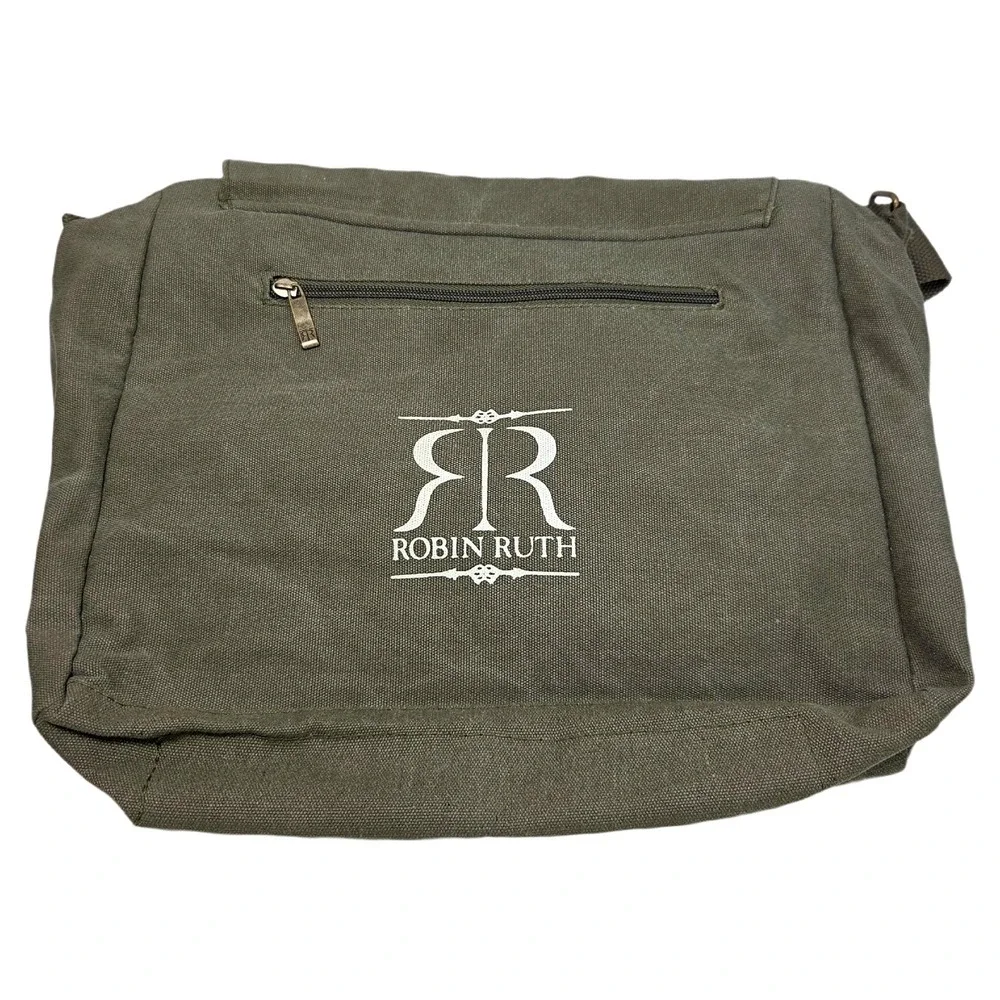 Robin Ruth Dubrovnik Messenger Bag Green Canvas Graphic Gorpcore Crossbody NWT
